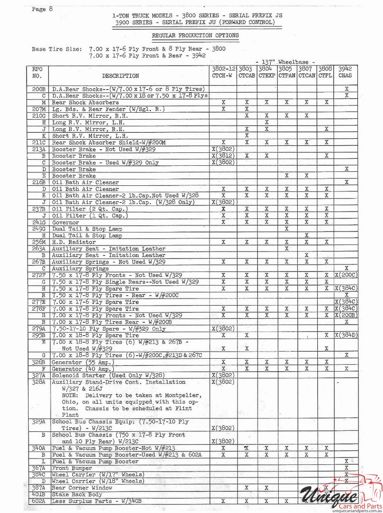 1951 Chevrolet Production Options List Page 16